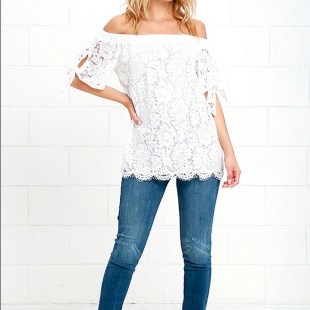 White lace off the shoulder top